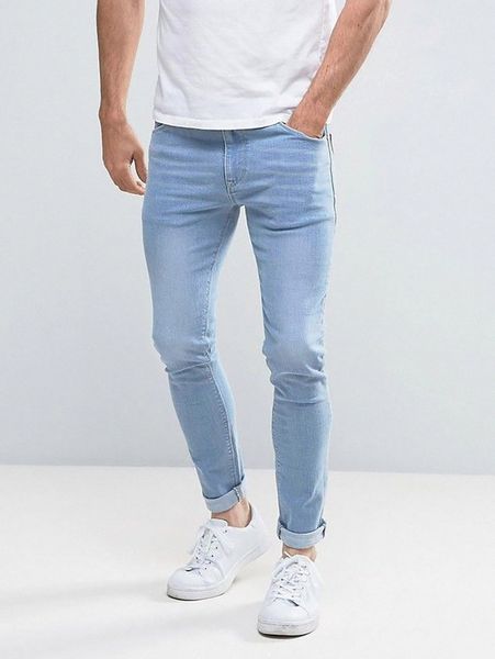 

men high waist slant pockets skinny jeans j6ro#, Blue