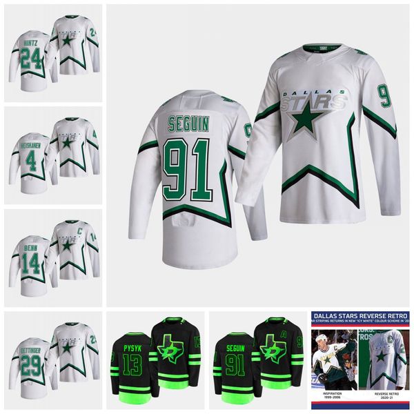 

14 jamie benn 2021 reverse retro blackout third jerseytyler seguin kiviranta miro heiskanen john klingberg alexander radulov lindell jersey, Black