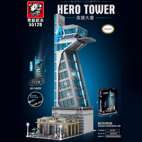 

40334 76038 hero series union big summer hero tower movie advanced model building block 5883pcs bricks education toys gift 55120
