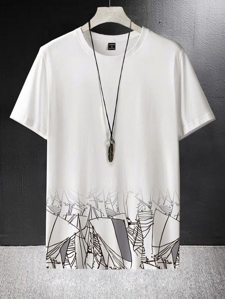 

men graphic print crew neck tee r1xr#, White;black