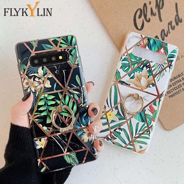 

bgrfflykylin sheath with support ring and flower samsung galaxy note 10 plus 9 s10 s9 s8, luxurious tpu soft shell, back shell, shellswza