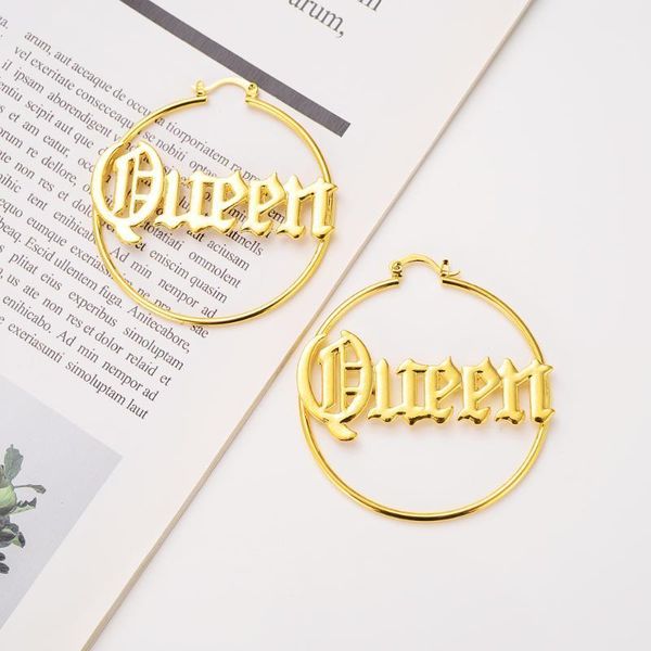 

60mm size big gold round punk hoop earrings jewelry wholesale trendy pattern round earrings for women wedding bridal party gifts1, Golden;silver