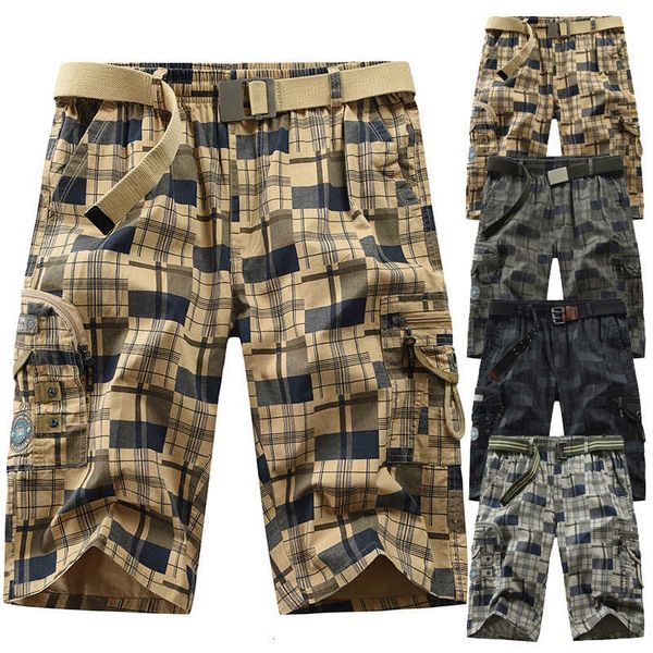 

2020 summer new men's trend plaid drawstring waist casual pants, White;black