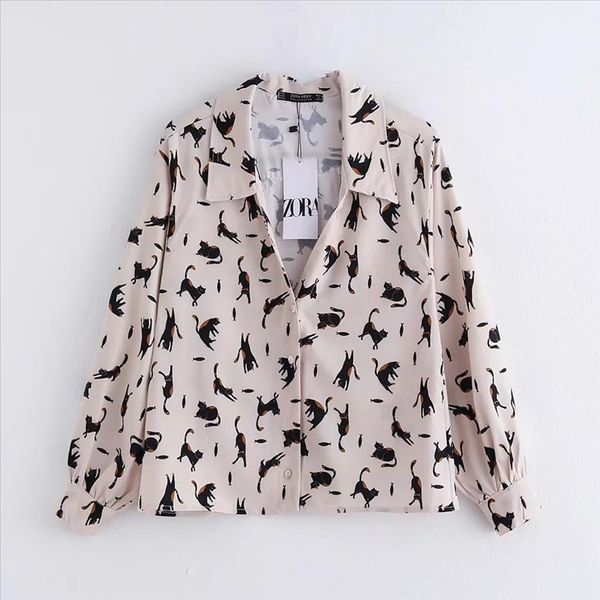

cats print kawaii womens blouse shirt 2019 long sleeve autumn womens and blouses ladies sweet shirt elephant, White