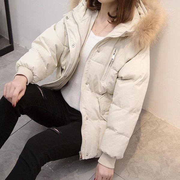 

l-5xl new winter jacket women loose hooded down cotton padded coat female plus size warm casual winter parkas outerwear q30311, Black