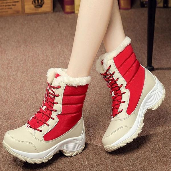 

boots women's winter style high plus size velvet cotton warm snow women, Black