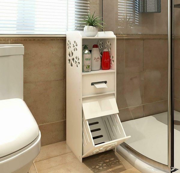 

slim bathroom storage cabinet floor standing narrow cupboard shelf toilet white