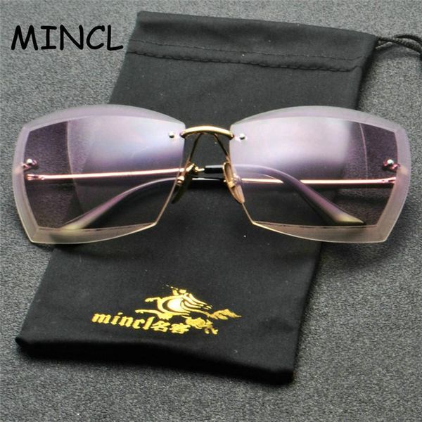 

sunglasses 2021 for women square rimless diamond cutting lens brand designer fashion shades brown purple sun glasses fml, White;black