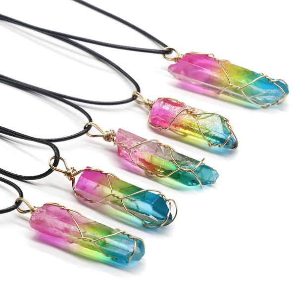 

6pcs bulk factory outlet jewelry necklace pendants natural crystal stone wire winding hexagonal chakra healing energy pendulum q1209, Bronze;silver