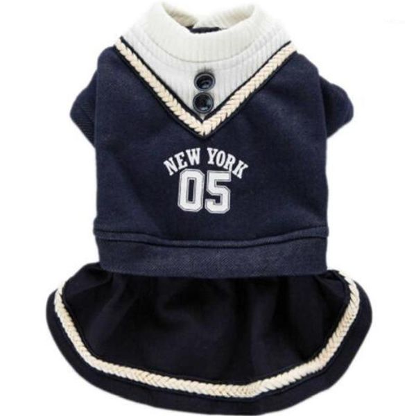 

2020 deep blue dog coat solid school style spring&autumn jacket dress pug schnauzer small dogs clothes pet outfit clothing xs-xl1