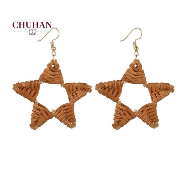 

chuhan 2020 summer bohemian earrings for women selling new cane woven triangle water drop rattan knit earrings j243, Silver
