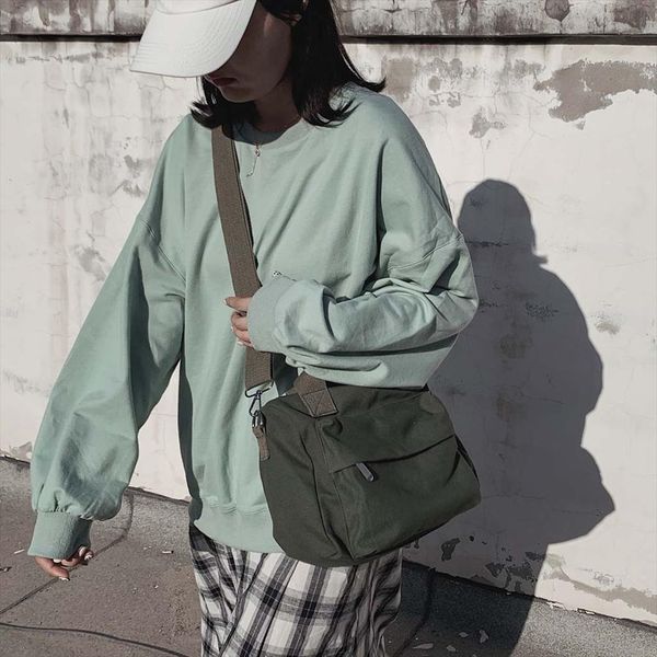 

womens solid color portable canvas bag simple shoulder bag casual messenger bags shoulder belt pack crossbody bags dropship