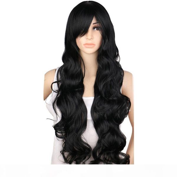 

turecolor wigs long curly cosplay wig costume party red pink sliver gray blonde black 70 cm high temperature synthetic hair wigs