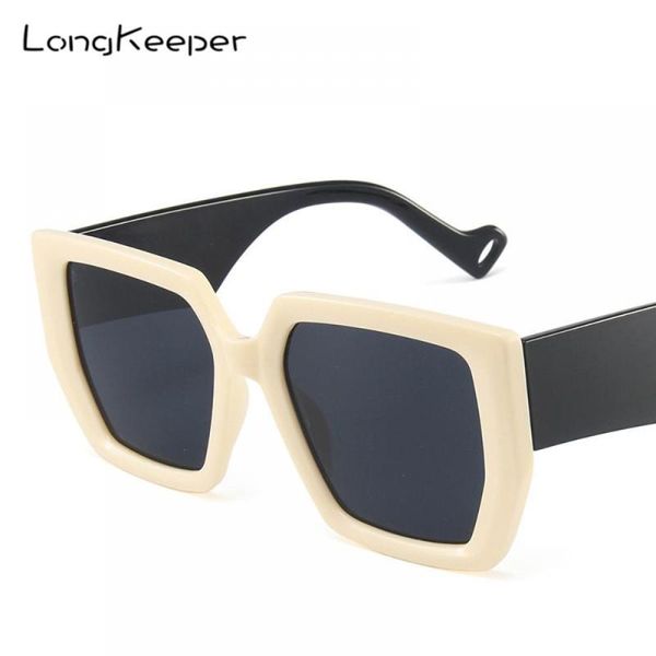 

sunglasses 2021 fashion oversized polygon vintage brand designer hip hop square sun glasses female uv400 shades oculos, White;black