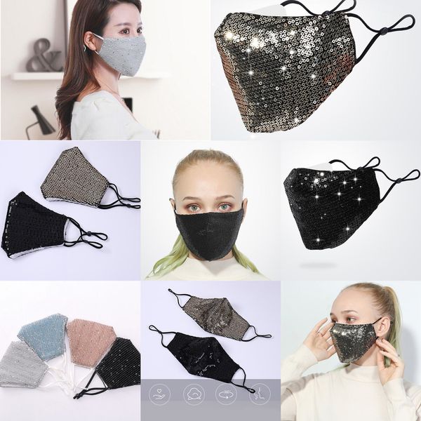 

factoryo9x3washable fashion reusable 3d pm2.5 care shield bling sun color gold elbow sequins shiny face cov 2qwe