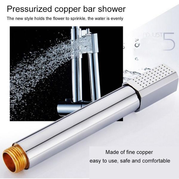 

pressurized shower head handheld copper rod shower nozzle round square stainless steel tube bathroom bath toilet accessories1