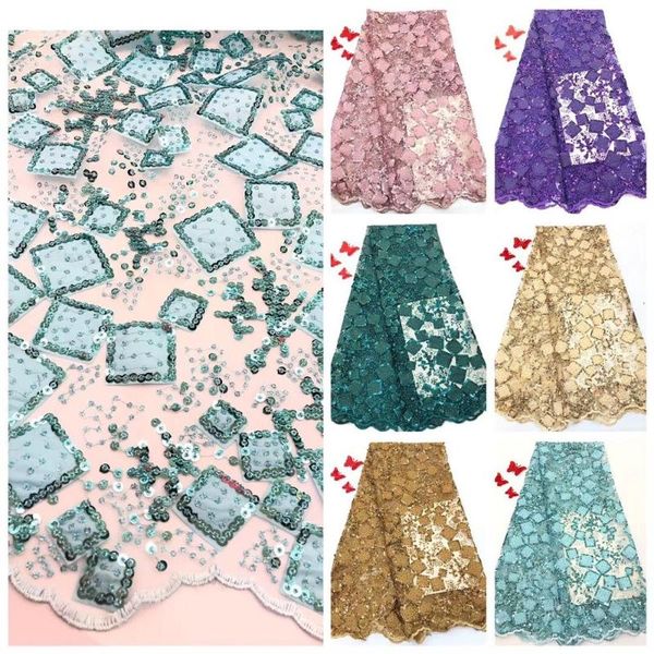 

ribbon latest nigerian sequin lace fabrics 2021 french swiss tulle fabric african voile for wedding party dresses, Pink;blue