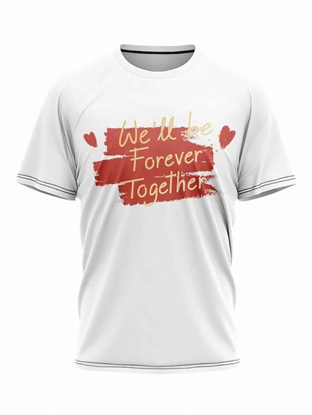 

men slogan and heart print tee y04w#, White;black