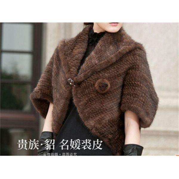 

winter 2020 xale vison mesh fur shawl true women's mink coat bd79, Black