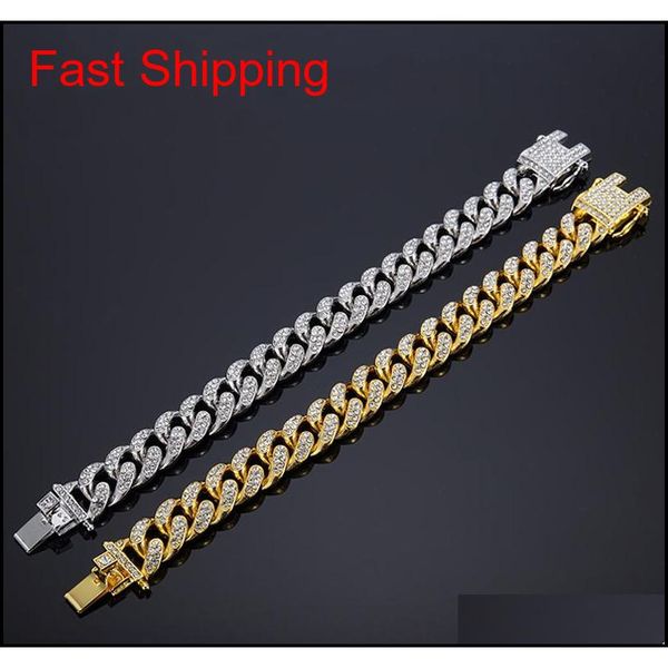 

mens hip hop gold bracelets jewelry iced out chain bracelets rose gold silver miami cuban l qyloob nana_shop, Black