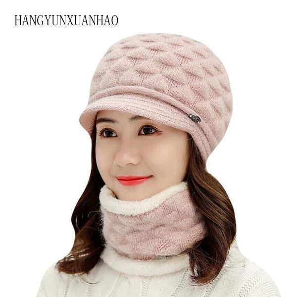 

berets women fur beret hat spring winter warm knitted caps scarf crochet wool baret elegant ladies solid color hats femini, Blue;gray