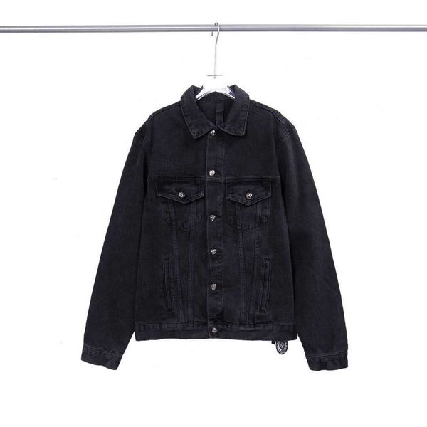 

autumn and winter 2020 new crosin classic fashion couple's embroidered skinned denim jacket, Black