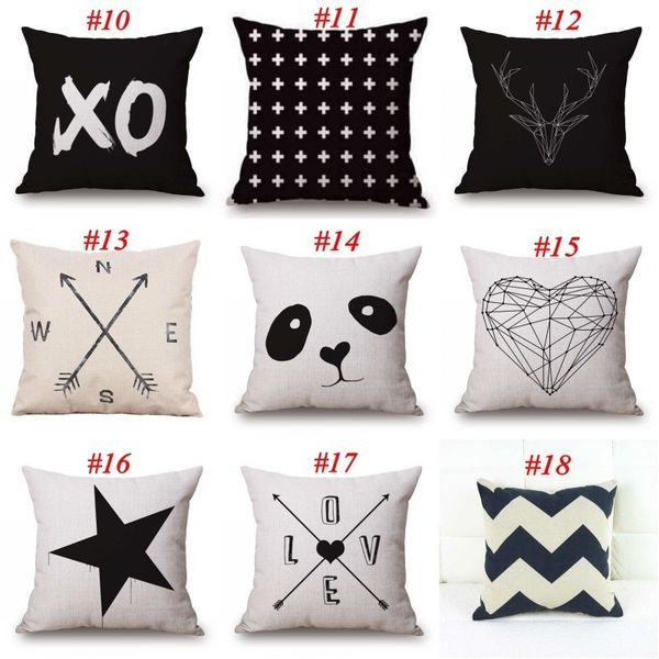 

cotton linen black and white pattern pillowcase case printed geometry euro pillow covers 18x18 inches 22 colors
