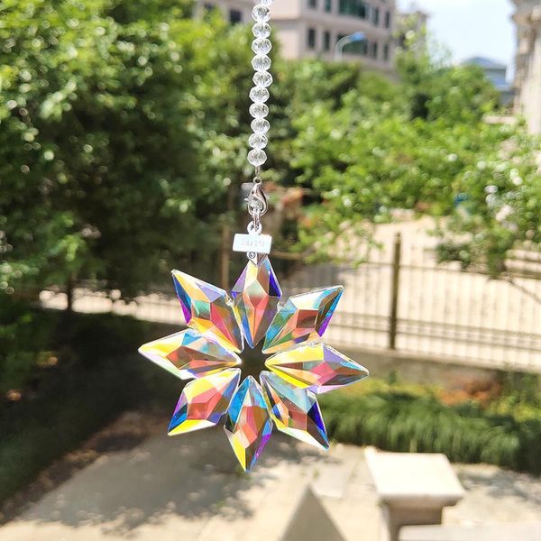 

80mm snowflake suncatcher chandelier crystals prisms glass crystal pendants diy handcrafts hanging ornament car decor gifts h wmtjao