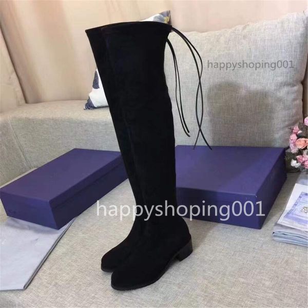 

women over the knee boots elastic high to help flat shoes black sw lace-up shoes size 35-40