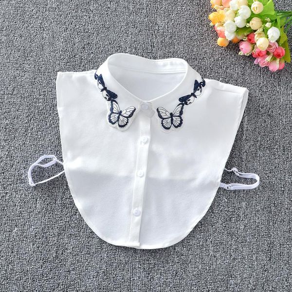 

new fashion lapel embroidery fake collar women shirt false collars woman solid color detachable collar for mens sweater tie, Black;gray