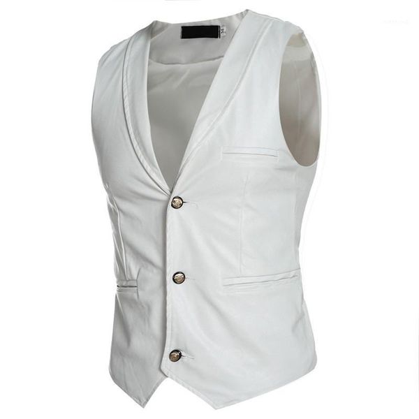 

new arrival winter vests for men fashion single breasted male leather slim fit mens sleeveless vest plus size m-xxl1, Black;white