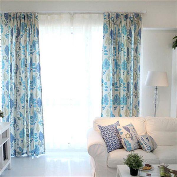 

curtain & drapes leaves for living room blue elegant tulle curtains bedroom kitchen customized treatment window