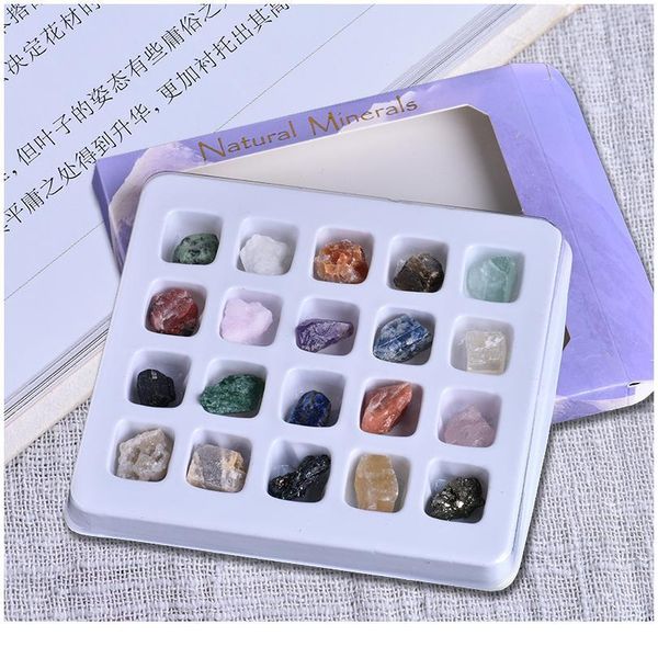 

20 pieces of irregular tumbling mini mineral stone collection art ornament decoration set gift and crystal mineral natur qylxrk, Black