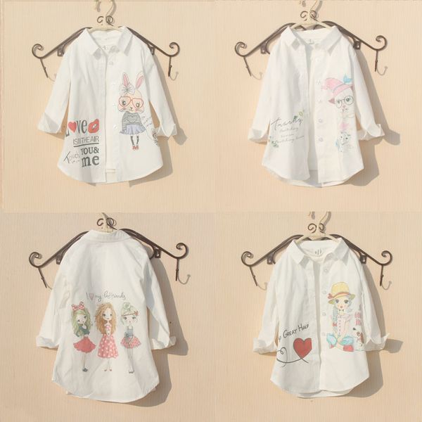

girls blouse kids clothes new 2020 spring children clothes school girl white blouse cotton child shirt girls blusas 2-16y y200704, White;black