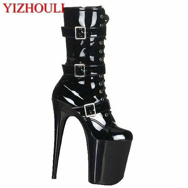 

boots 20cm high-heeled shoes the bride wedding dinner low thick heel  inch round toe formal platform dress, Black