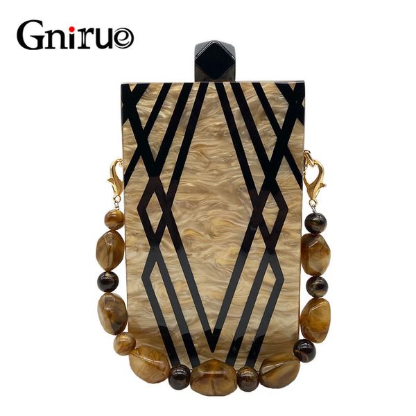 

new fashion designer geometry splice print acrylic evening clutch bags unique personality women shoulder bag handbags wallet y200623
