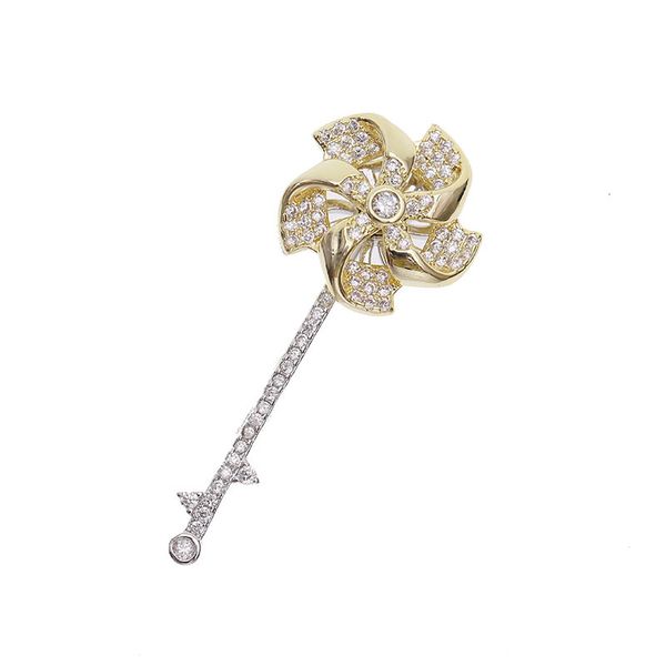 

2020 new rotating windmill brooch autumn and winter suit jacket female inlaid zircon brooch pin accessories, Gray