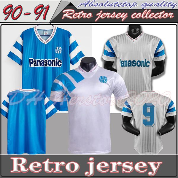 

1990 1991 retro olympique de marseille 1992/93 soccer jerseys futbol maillot vintage kit football camiseta classic shirt, Black;yellow