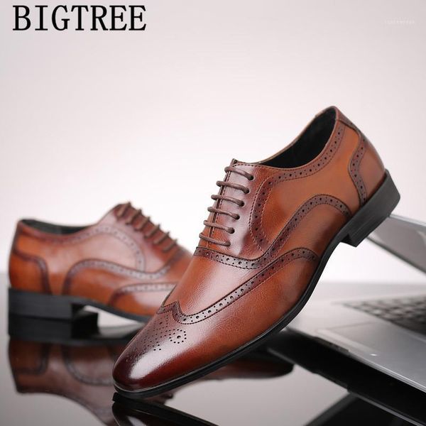 

dress shoes men business formal leather party office brogue zapatos oxford sapato social masculino couro1, Black