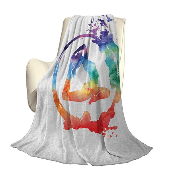 

rainbow watercolors zen symbol pose birds and music inspiration spiritualoffice leisure blankets