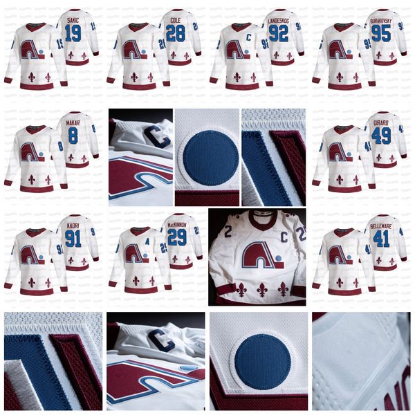 

29 nathan mackinn colorado avalanche 2021 reverse retro jersey cale makar mikko rantanen gabriel landeskog girard nazem saad kadri toews, Black;red
