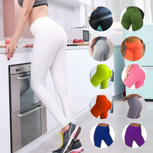 

women yoga leggings scrunch booty high waist yoga pants colorvalue tights running athletic trousers fitness gym clothing, White;red