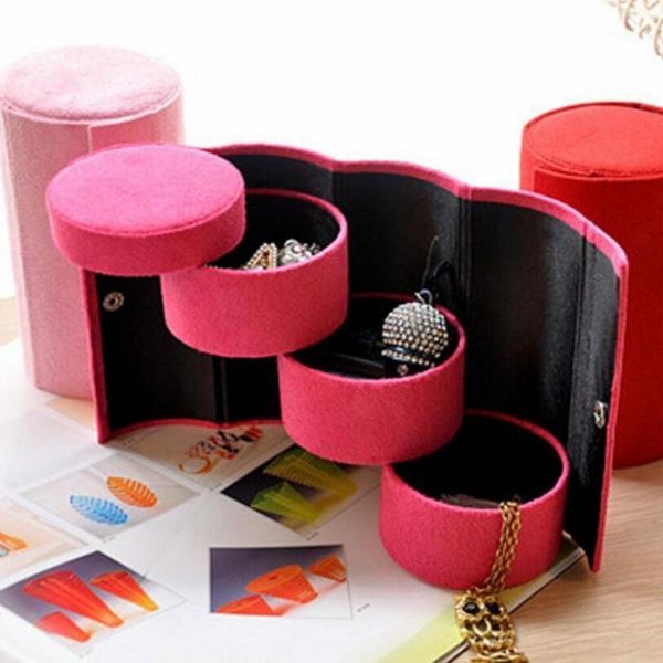 

storage bags arrival jewelry accessories box three layer cylindrical display stand case necklace earrings organizer1