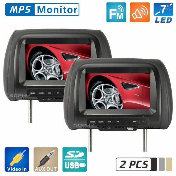 

car video 2pcs factory direct sales 7 inch headrest monitor 800*rgb*480 auto support 2 inputs av function sh70381