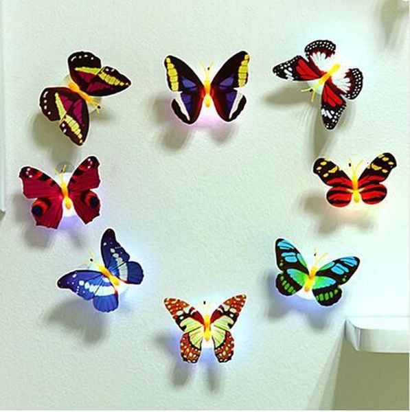 

installation butterfly wall stickers easy colorful night light led lamp home living kid room fridge bedroom decor2a10