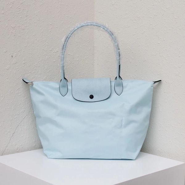 

embroidered horse portable one-shoulder dumpling bag oxford cloth with cowhide dumpling bag waterproof tote commuter women's bag