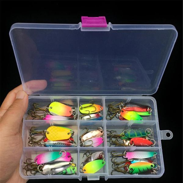 

30pcs/10pcs metal mixed spoon lures spinner bait kit fishing wobbler metal hard baits isca artificial with pla jllzhi