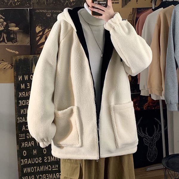 

2021 men's oversize warm winter new woman hooded thicken zipper coats male korean streetwear fashion jackets owq4, Black;brown