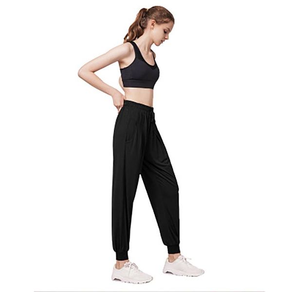 

yoga outfits sport women loose pants solid fitness high waist for gym wear beam foot mouth pant drawstring running trousers, White;red