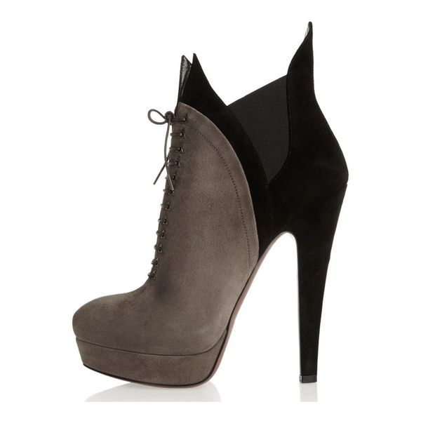 

замшевые женские кожаные ботинки мода простые тонкие каблуки кружева до смешанной розовой круглой туфли с круглым носом работы tl-a0222 boot, Black